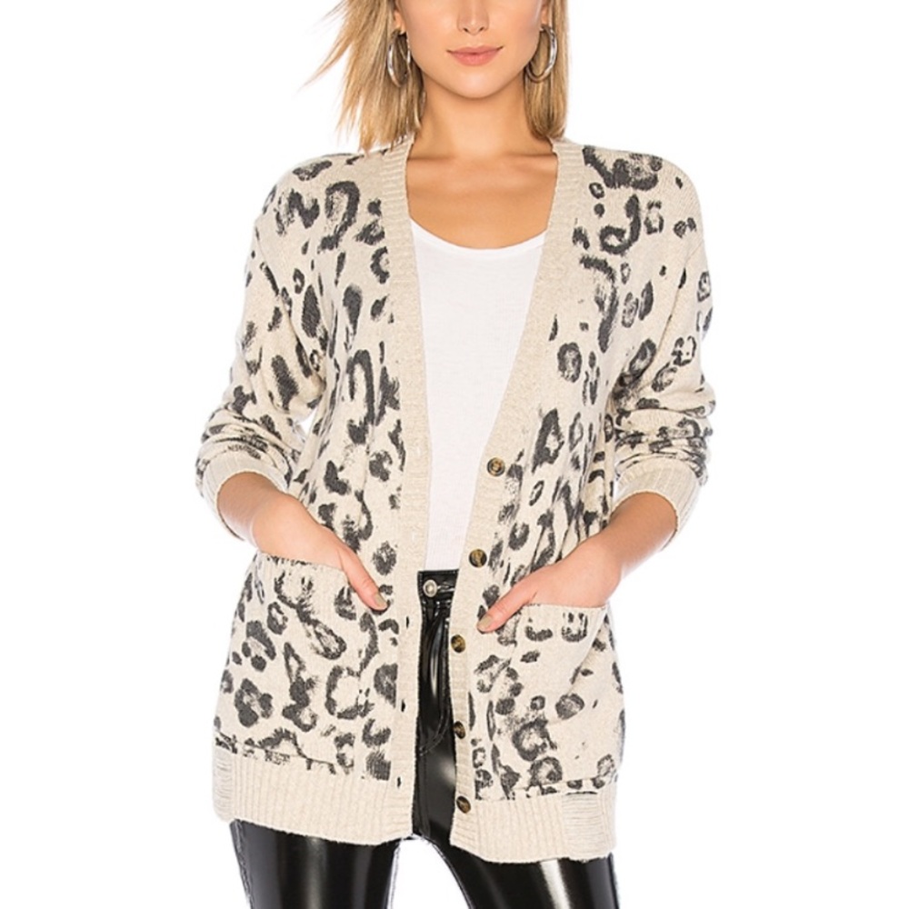 NWT Pam and Gela destructed leopard cardigan M/L